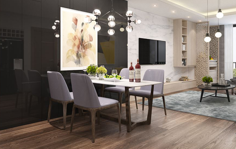 Phòng bếp thiết kế trang trí bằng đá nhân tạo luôn tạo cảm giác mới mẻ, sạch sẽ khi bước vào.